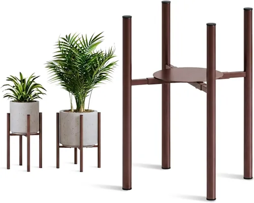 Miniatura 14 de Soporte ajustable de metal para plantas de interior, macetas de 8 a 14 pulgadas, soporte moderno de mediados de siglo, resistente carga de 160