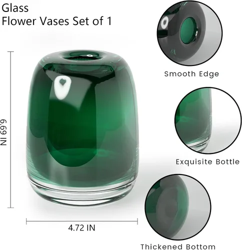 Miniatura 2 de Relexome Florero de cristal ámbar para centros de mesa, flores de 6.7 pulgadas, redondo, moderno, jarrón decorativo para decoración del hogar, sala