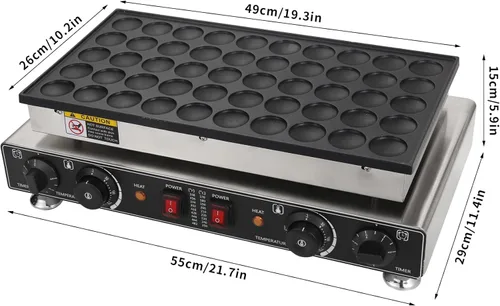 Miniatura 2 de Heuyrao Mini máquina para hacer panqueques, 50 piezas holandesa para panqueques, 110 V 1800 W comercial eléctrica antiadherente para el hogar