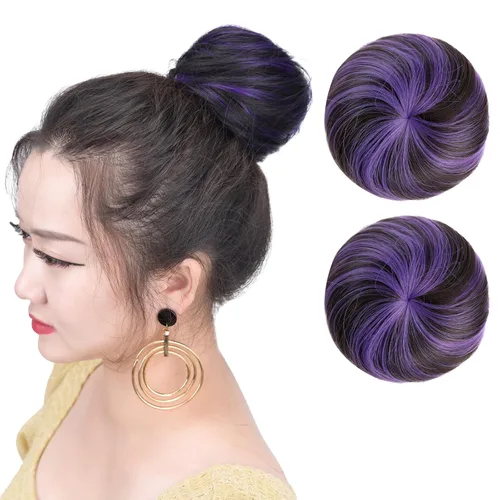 Miniatura 22 de Moños para el cabello, 2 unidades, color marrón, moño falso, para el lugar de trabajo, nupcial, boda, pelo updo para mujeres y abuelas