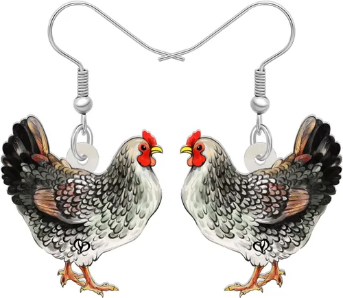 Pendientes de gallina de acrílico con diseño divertido de granja, regalo encantador para niñas y mujeres por The Bonsny