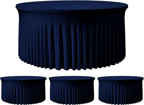 Miniatura 58 de 2 Pack White 72 inch Round Spandex Tablecloth, Washable Stretchy Fitted 6FT Round Tables,Elastic Edge with Skirt, Wrinkle-Free Table Cloths for