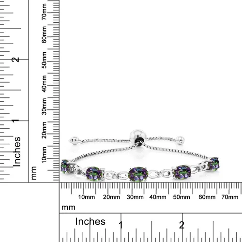 Miniatura 88 de Gem Stone King Pulsera de tenis de diamantes cultivados en laboratorio con piedra natal de 3-6 quilates para mujer, plata de ley 925, ovalada