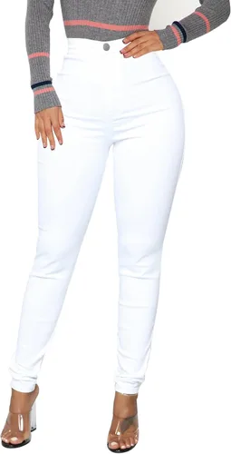 Miniatura 38 de KUNMI - Pantalones de mezclilla clásicos de cintura alta para mujer, elásticos, con efecto de levantamiento de glúteos, ajustados