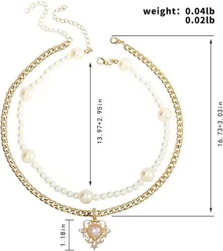 Miniatura 4 de Collares de perlas, collares en capas, collares delicados para mujer, juego de collar de oro