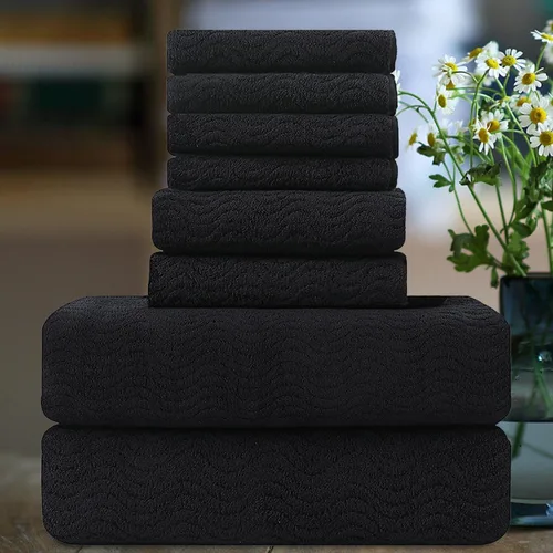 Smuge Juego de toallas de baño texturizadas ultrasuaves de 8 piezas para baño, ducha, piscina, cocina, secado rápido, ligeras y altamente