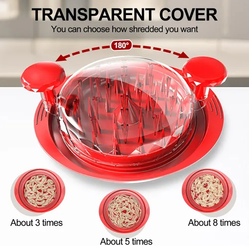 Miniatura 6 de Trituradora de pollo, trituradora de pollo grande de 11 pulgadas, máquina para picar carne, sin BPA, fuerte antideslizante, apta para lavavajillas