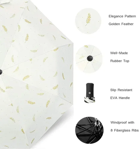 Miniatura 5 de Drehomeie Sun Rain Umbrella UV Protection Compact, Foding Travel Umbrella Auto Open Close, Windproof Rainproof Umbrella Black Anti-UV Coating