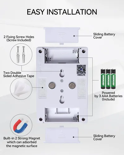 Miniatura 7 de VIBELITE Interruptor de luz nocturna LED, 12 baterías en total incluidas, interruptor LED COB inalámbrico de 200 lúmenes, debajo del gabinete, Blanco