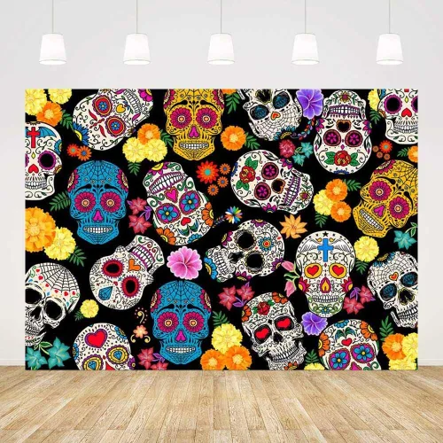 AIBIIN Telón de fondo del Día de los Muertos de 10 x 7 pies, fiesta mexicana, calavera de azúcar, fondo de fotografía Dia DE Los Muertos, decoración