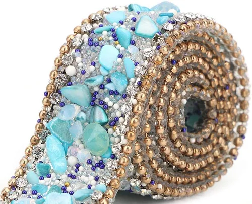 Miniatura 7 de Cinta autoadhesiva con diamantes de imitación de cristal, cadena de cuentas de 16.4 pulgadas para decoración de vestidos de boda, fiesta