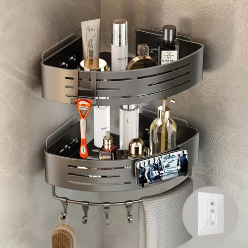 Miniatura 12 de Voldra Organizador de Ducha de Ventosa, 1 Paquete de Estantes de Ducha para Ducha Interior Sin Taladro, Organizador de Ducha de Sujeción de Aluminio