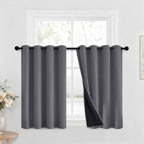 Miniatura 186 de Yakamok Cortinas negras, cortinas de ventana con aislamiento térmico y eficiencia energética para dormitorio, cortinas opacas completas y cortinas