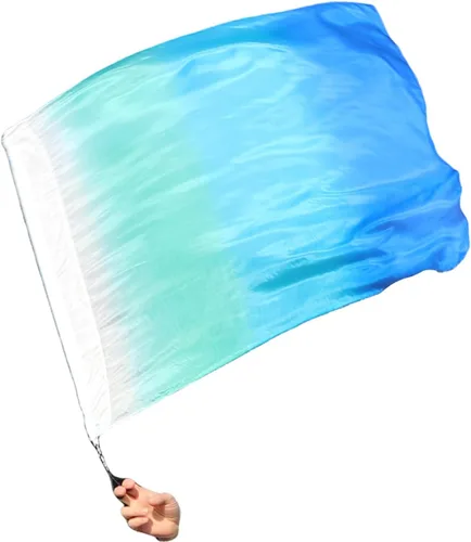 Miniatura 12 de Winged Sirenny Bandera de seda giratoria fluida de 32 pulgadas, pancarta de alabanza de la iglesia, adoración profética, adoración y danza