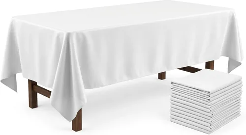Miniatura 21 de Mantel rectangular de poliéster, manteles para mesas rectangulares de 6 pies, manteles de tela decorativa lavable para bodas, banquetes y campamento