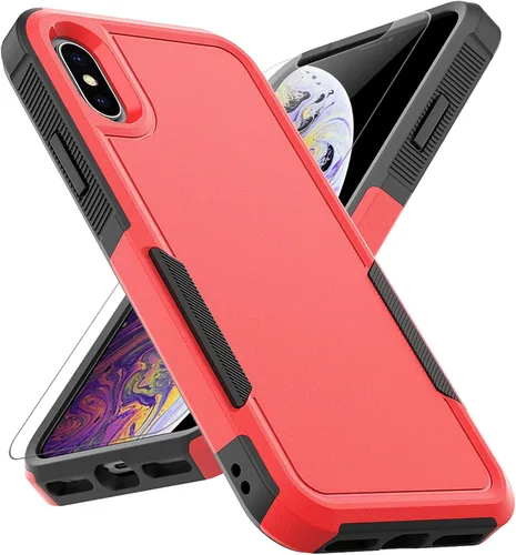 Miniatura 12 de Funda para iPhone X/iPhone Xs: funda protectora de doble capa resistente para teléfono celular, a prueba de golpes, resistente, con protector