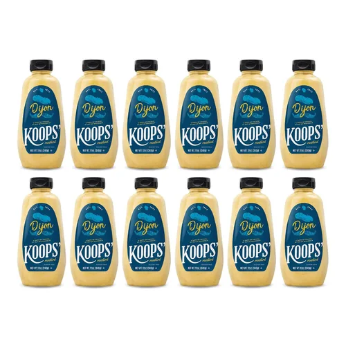 Koops' Mostaza Dijon - Mostaza francesa, sin gluten, kosher, sin OMG, fabricada en los Estados Unidos, a partir de semillas de mostaza de calidad,