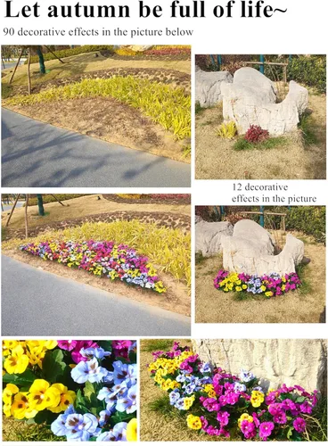Miniatura 6 de 12 paquetes de flores artificiales para exteriores, resistentes a los rayos UV, flores de plástico sintético a granel, plantas falsas