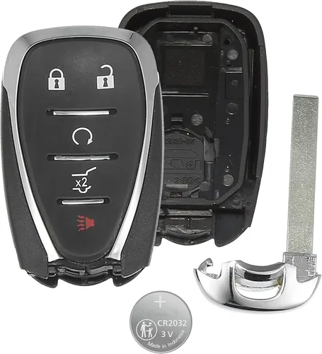 Funda para llavero con batería, Alliskeys Funda de reemplazo para llave inteligente de 5 botones para Chevrolet Equinox Traverse Blazer Chevy SUV