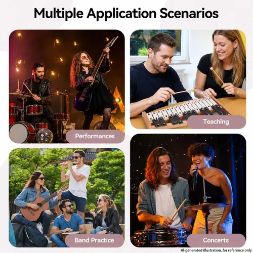 Miniatura 7 de Heuyrao Xilófono Glockenspiel plegable de 27 notas, instrumento de percusión de madera con 4 mazos y bolsa de transporte, para adultos