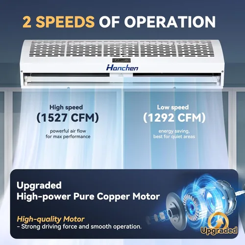 Miniatura 5 de Hanchen Cortina de aire de 36 pulgadas 【Nueva versión 2026】 Interruptor magnético de puerta 2 velocidades 1527/1292 CFM sin refrigeración y sin