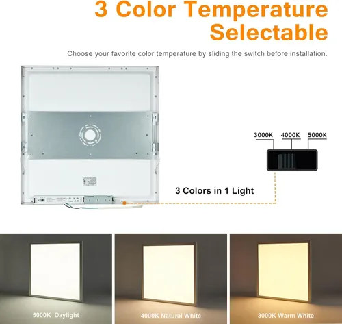Miniatura 3 de Lámpara de panel plano LED negra de 1x4 pies, montaje en superficie, 5000K-4000K-3000K seleccionable y regulable Triac, lámpara de techo rectangular