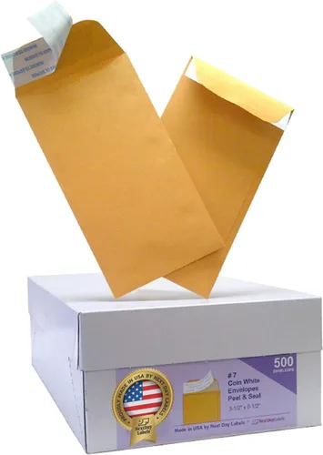 Miniatura 3 de NextDayLabels Sobres de monedas #7 - Paquete de 25 sobres de papel kraft marrón para dinero en efectivo, monedas, joyas o piezas pequeñas para uso