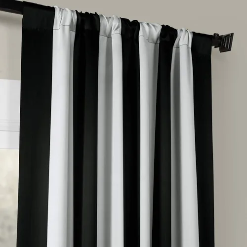 Miniatura 3 de HPD Half Price Drapes BOCH-KC43-63 - Cortinas de Lino con Rayas para Oscurecer la Sala de Estar (1 Panel), 50 x 63 Pulgadas, Color Negro Toldo