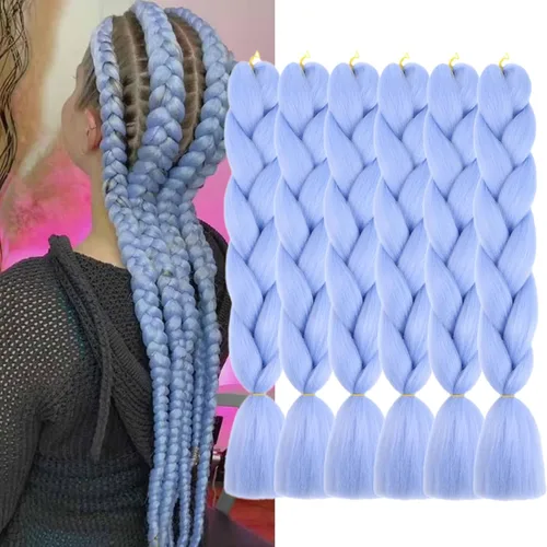 Miniatura 24 de Beige (613#) 6 paquetes de cabello trenzado de 24 pulgadas, de fibra sintética, sin picazón, extensiones de cabello para trenzar jumbo, textura