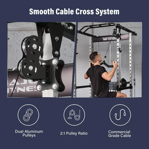Miniatura 3 de MAJOR FITNESS Drone1 Power Cage - Rack de potencia multifunción para gimnasio en casa, estante para sentadillas, sistema de cruce de cables