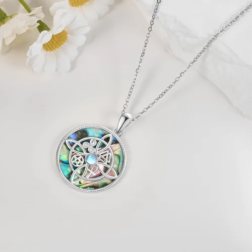 Miniatura 78 de YAFEINI Collar con dije de nudo de bruja de plata de ley, amuleto de bruja de cruz celta, regalo para mujer