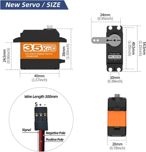 Miniatura 6 de Servo motor de 77.2 lbs de alto par de torsión sin núcleo Metal Gear impermeable digital y acero inoxidable Servo Arduino Servo para bricolaje