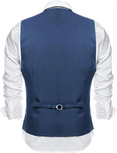 Miniatura 4 de COOFANDY Chaleco de traje de negocios casual para hombre, ajustado, a la cintura, formal