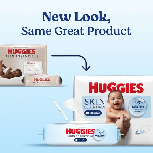 Miniatura 2 de Huggies Skin Essentials Toallitas para bebés, hipoalergénicas, 99% agua, 15 paquetes con tapa abatible (840 toallitas en total)