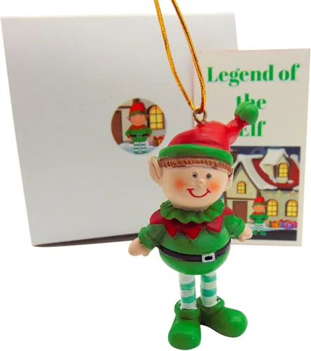 Miniatura 4 de Adorno de leyenda del elfo de poliresina para árbol de Navidad con tarjeta de historia en caja de regalo