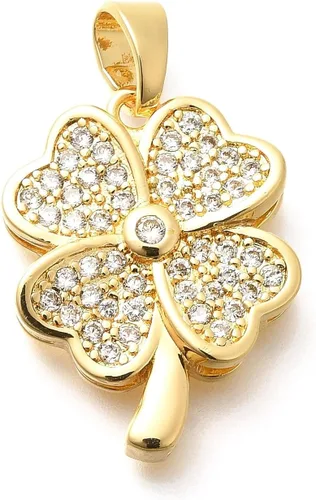 Miniatura 28 de Stiesy 10 dijes de circonita cúbica transparente de Virgen María, chapados en oro de 18 quilates, dije religioso para rosario, collar, joyería, Flor