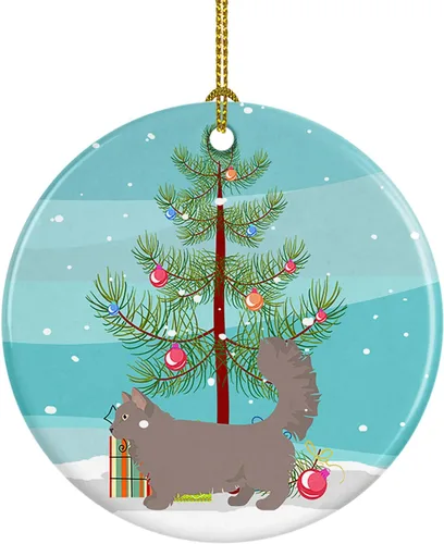 Miniatura 218 de Caroline's Treasures Adorno de cerámica con texto en inglés "Merry Christmas" para colgar en el árbol de Navidad, decoración para el hogar, Navidad