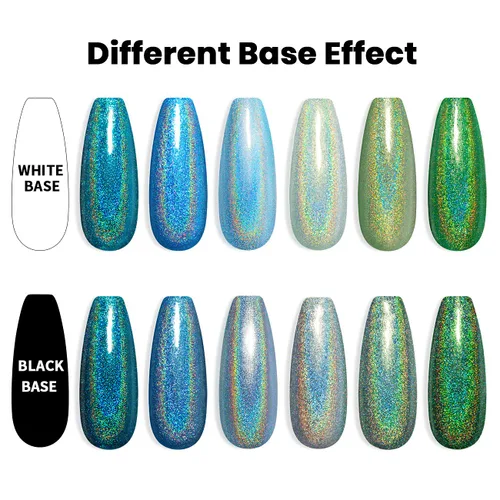 Miniatura 2 de RARJSM Juego de esmaltes de gel holográfico, color verde turquesa, kit de esmalte de uñas de gel con purpurina, colección de verano, 6