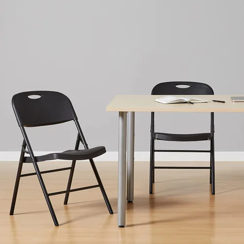Miniatura 2 de Amazon Basics Silla Plegable Portátil Resistente de Plástico Plegable, Capacidad de 350 Libras, Negro, Paquete de 2