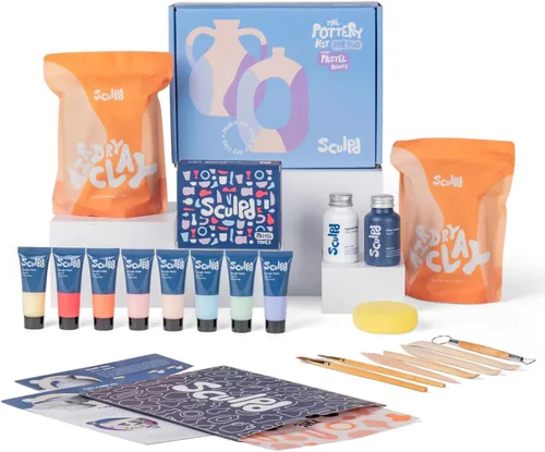 Miniatura 12 de Sculpd - El kit original de cerámica para adultos - Arcilla seca al aire para adultos, herramientas, barniz, pinturas, pinceles, juego de arte
