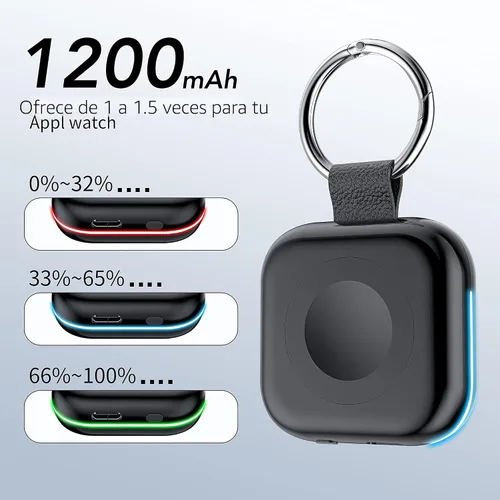 Miniatura 2 de HUOTO - Cargador portátil para Apple Watch, cargador magnético inalámbrico para iWatch de 1200 mAh, batería externa para viajes, llavero
