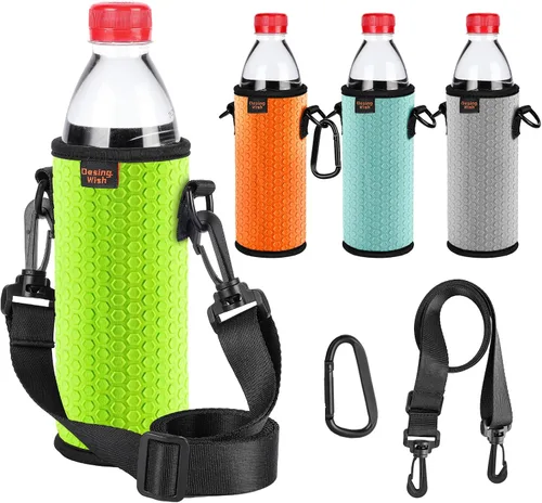Miniatura 9 de Fundas aislantes portátiles de plástico de 16.9 onzas, fundas aislantes de 16, 17, 18 onzas, soporte para botellas/latas con correa para el hombro