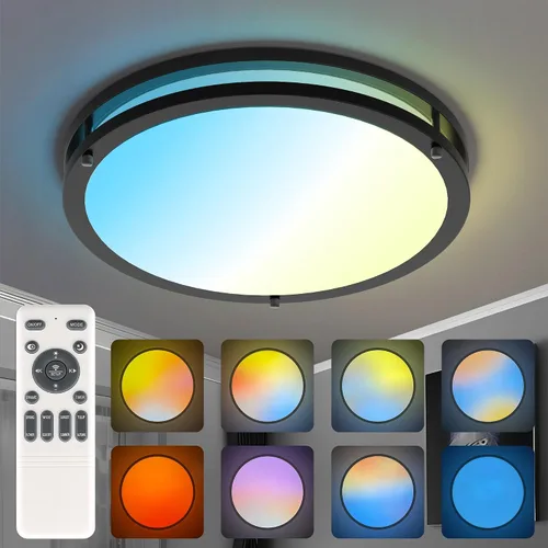 Miniatura 10 de Kalium - Lámpara de techo LED con control remoto de 10 pulgadas, lámpara de techo empotrada, 18W 3000K-6000K temperatura de color ajustable