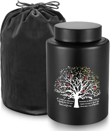 SOITIS Urna mediana de hasta 140 libras para cenizas humanas adultas, urna decorativa de acero inoxidable de 7.3 pulgadas, árbol de la vida