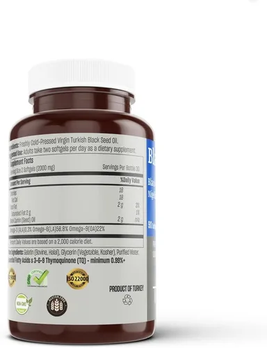 Miniatura 2 de TALYA Softgel de aceite de semilla negra con alta timoquinona, apoyo inmunológico, salud digestiva, función cerebral, movilidad articular, prensado