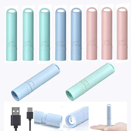 Miniatura 8 de Paquete de 5 mini linternas LED pequeñas, luces de flash recargables USB C, linternas ultraligeras con zoom para el hogar, emergencia, camping