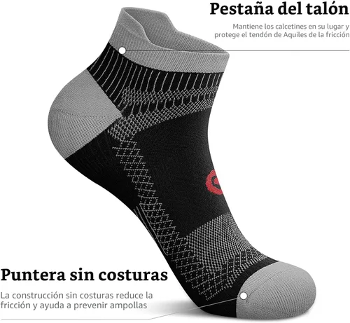 Miniatura 7 de Calcetines de compresión al tobillo PAPLUS para hombres y mujeres 2/4/6 pares, calcetín de compresión de corte bajo para correr con soporte