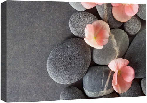 Miniatura 31 de Wall26 - Arte de pared estampado en lienzo con diseño de rocas negras en un lago tropical verde sereno, naturaleza floral, fotografía, realismo