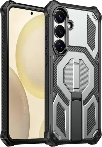 Miniatura 13 de Funda magnética para Samsung Galaxy S24 FE con soporte y protector de pantalla [compatible con Magsafe] antideslizante, cuerpo completo, doble capa
