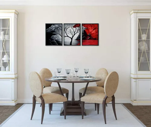 Miniatura 4 de Wieco Art Arte de pared enmarcado, arte de pared de árbol de nube, impresión HD de pinturas al óleo, paisaje, impresiones en lienzo para decoración